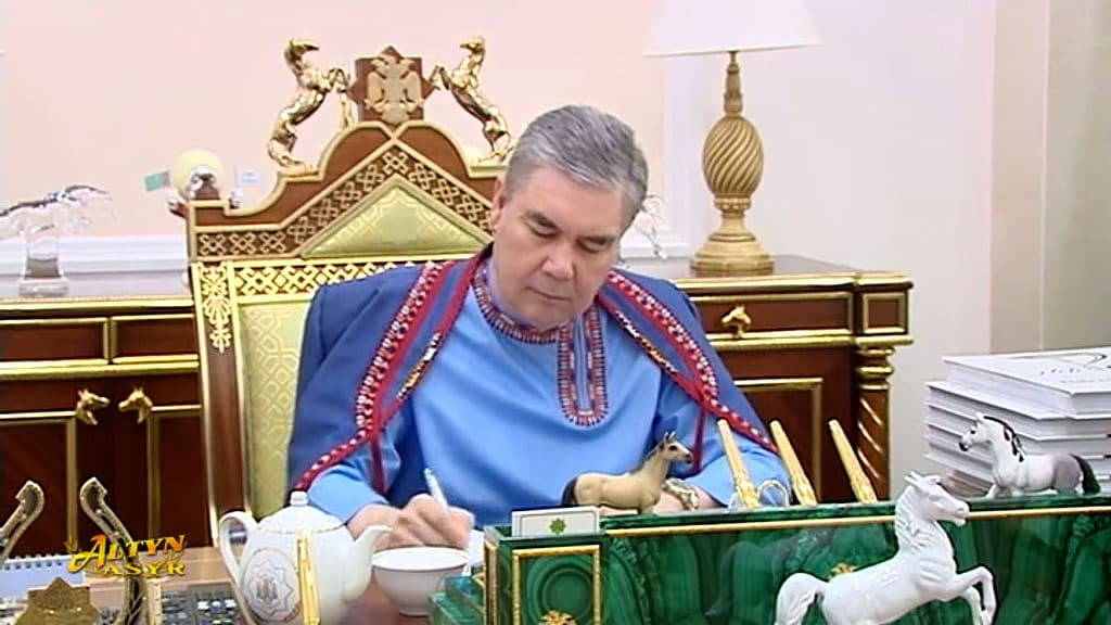president-turkmenistan-working-new-book