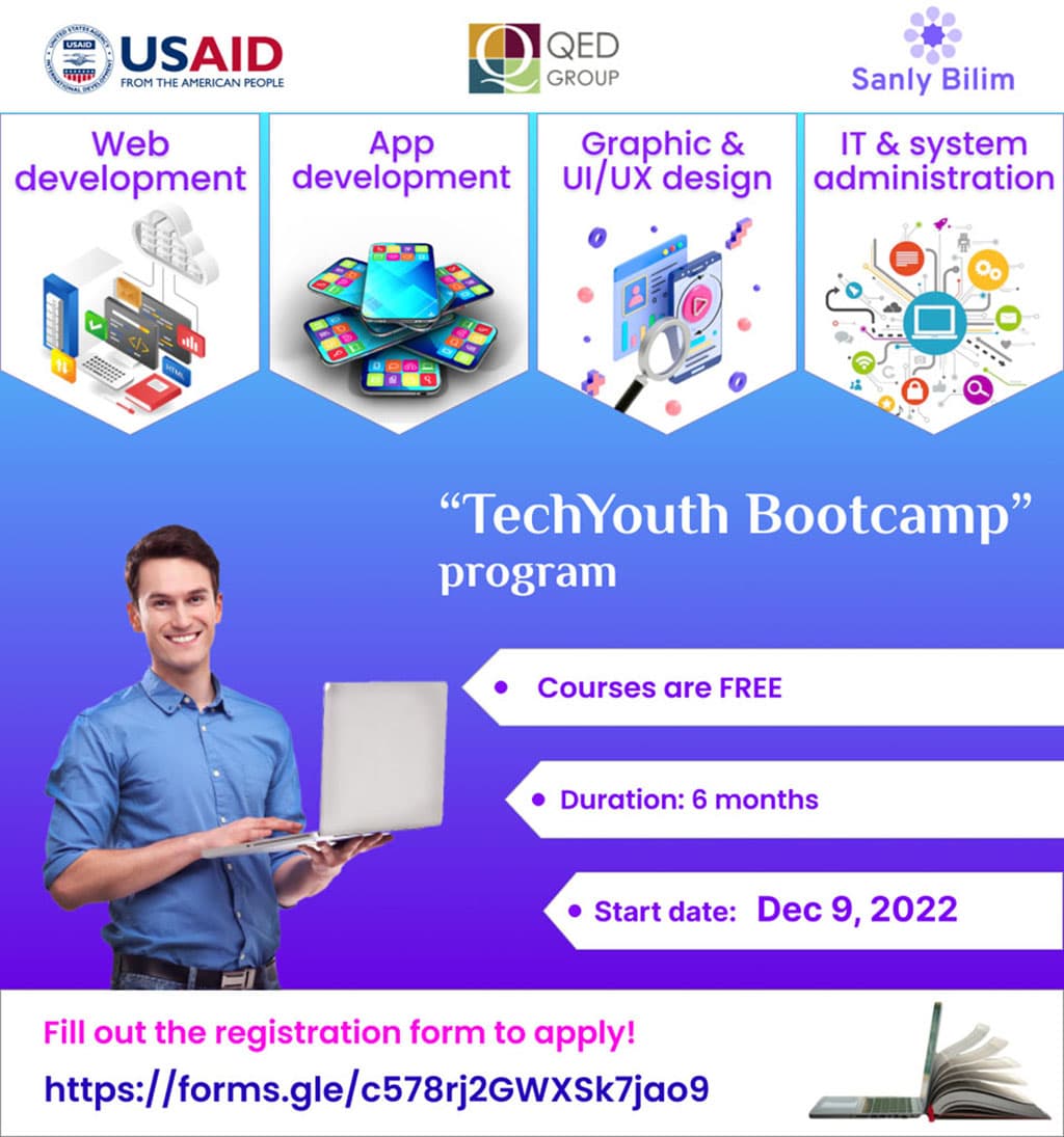 The USAID Youth Development Activity jointly with the Sanly Bilim company announce the launch of TechYouth Bootcamp