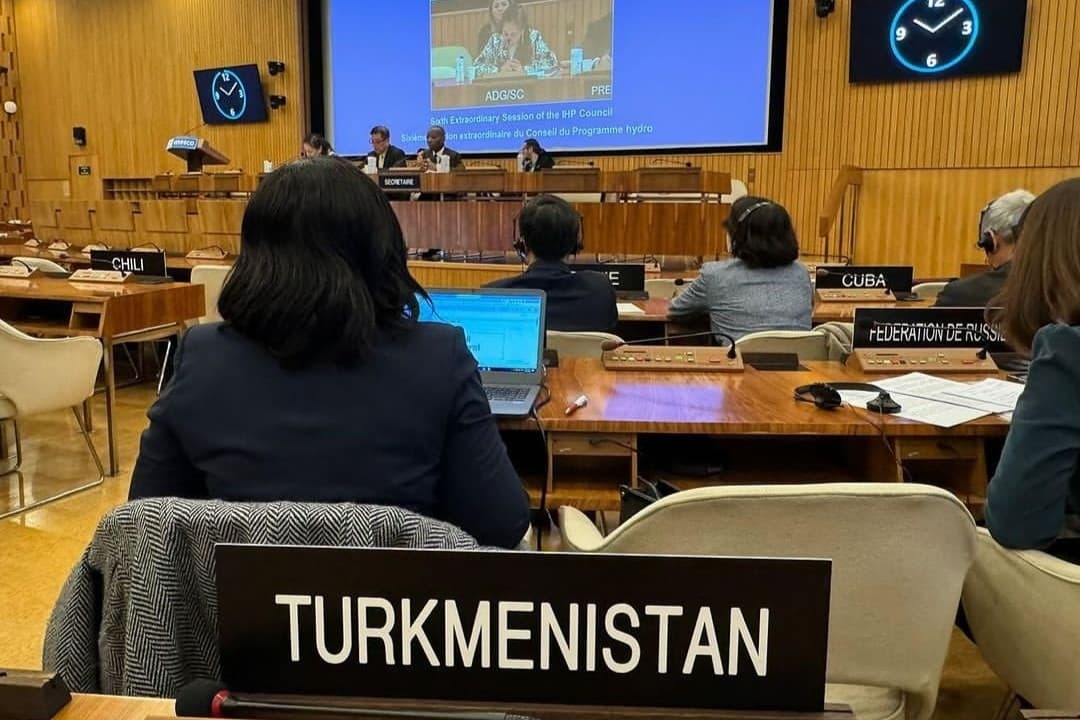 Türkmen diplomaty Gidrologiýa maksatnamasy boýunça geňeşiň mejlisinde çykyş etdi