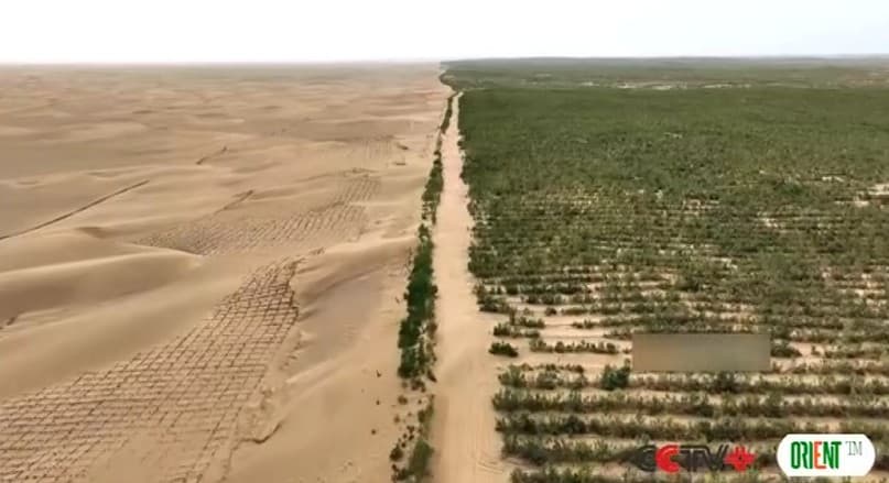 В Синьцзяне обустроили крупнейший в мире песчаный барьер против пустыни Такла-Макан