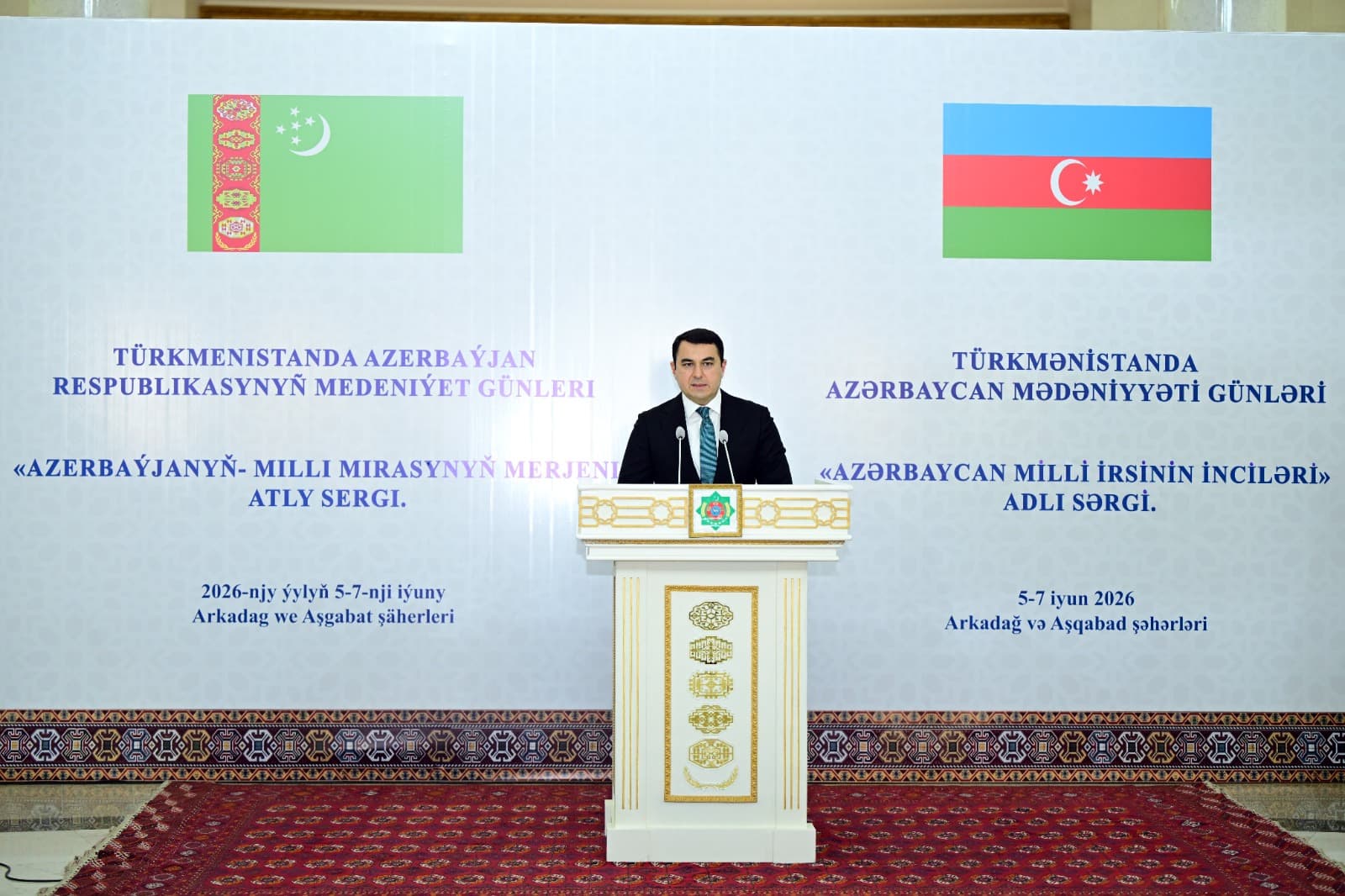 Serdar Berdimuhamedow Azerbaýjanyň medeniýet ministrini kabul etdi