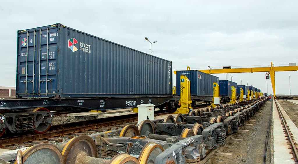 A train with electric tools departs from China to Central Asian countries