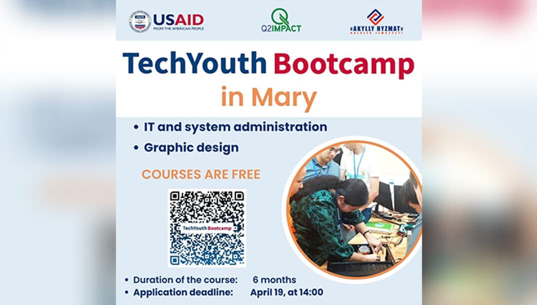 The USAID’s Youth Development Activity (YDA) jointly with the Akylly Hyzmat Economic Society’s Training Center announces a call for applications to participate in the second cycle of the TechYouth Bootcamp program in Mary.