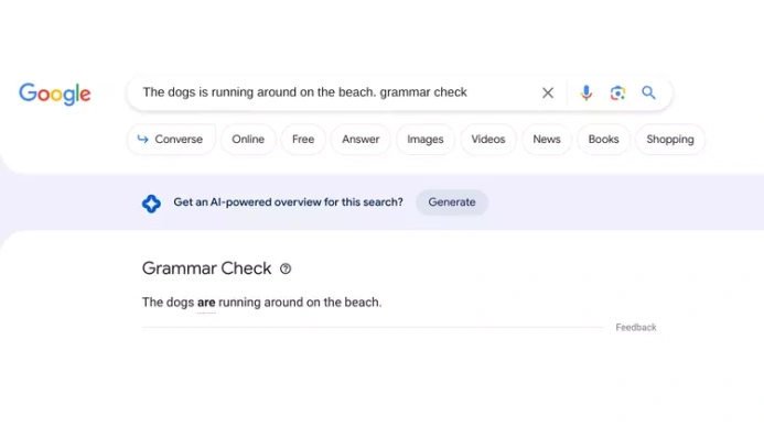  AI will find grammatical errors in queries from Google users