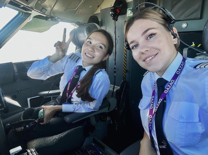  Kazakhstan airline made its first flight with an all-female crew