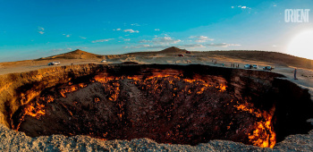 Eco-activists carried out cleaning work near the famous gas crater in the Karakum Desert