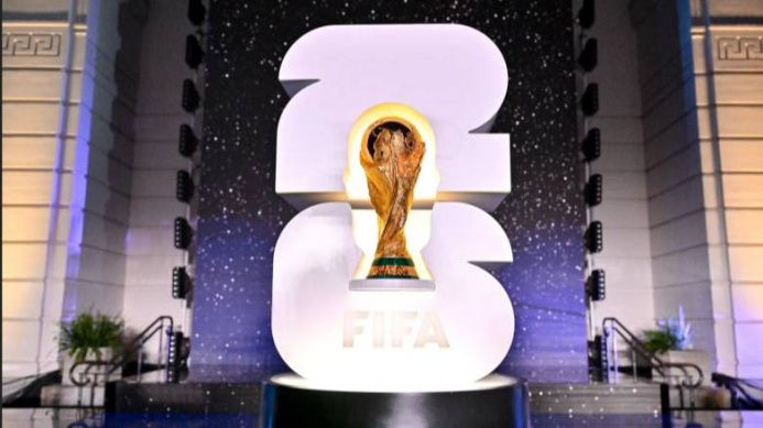  The official logo of the 2026 FIFA World Cup is presented