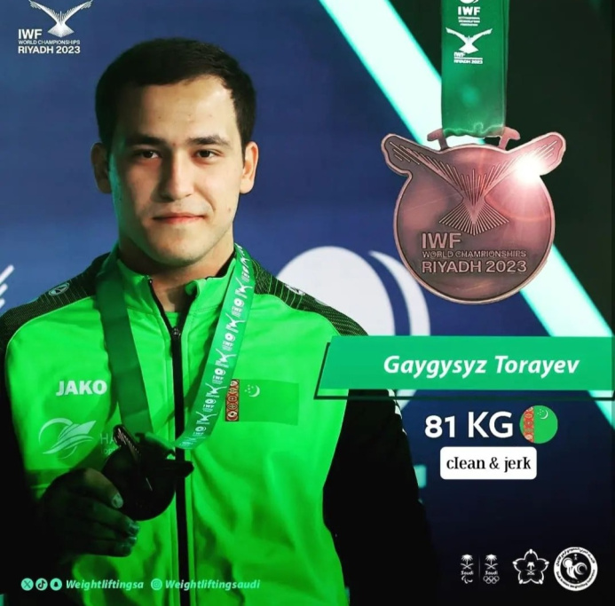  Turkmen weightlifter won a bronze medal at the World Championships in Riyadh