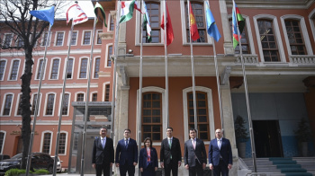 Updated flag of the Organization of Turkic States raised in Istanbul