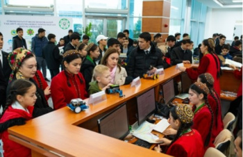 A robotics competition held in Turkmenistan