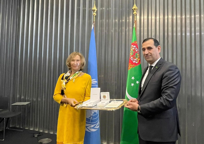  The global initiative of Turkmenistan was discussed in Geneva and diplomats were awarded